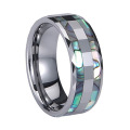Amazon Hot Sale 8 mm Tungsten Steel Black Rings Joyas Anillo de tungsteno Doble Groove Color Shell